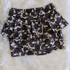 Black and White Peplum Mini Skirt Work F21 Roses